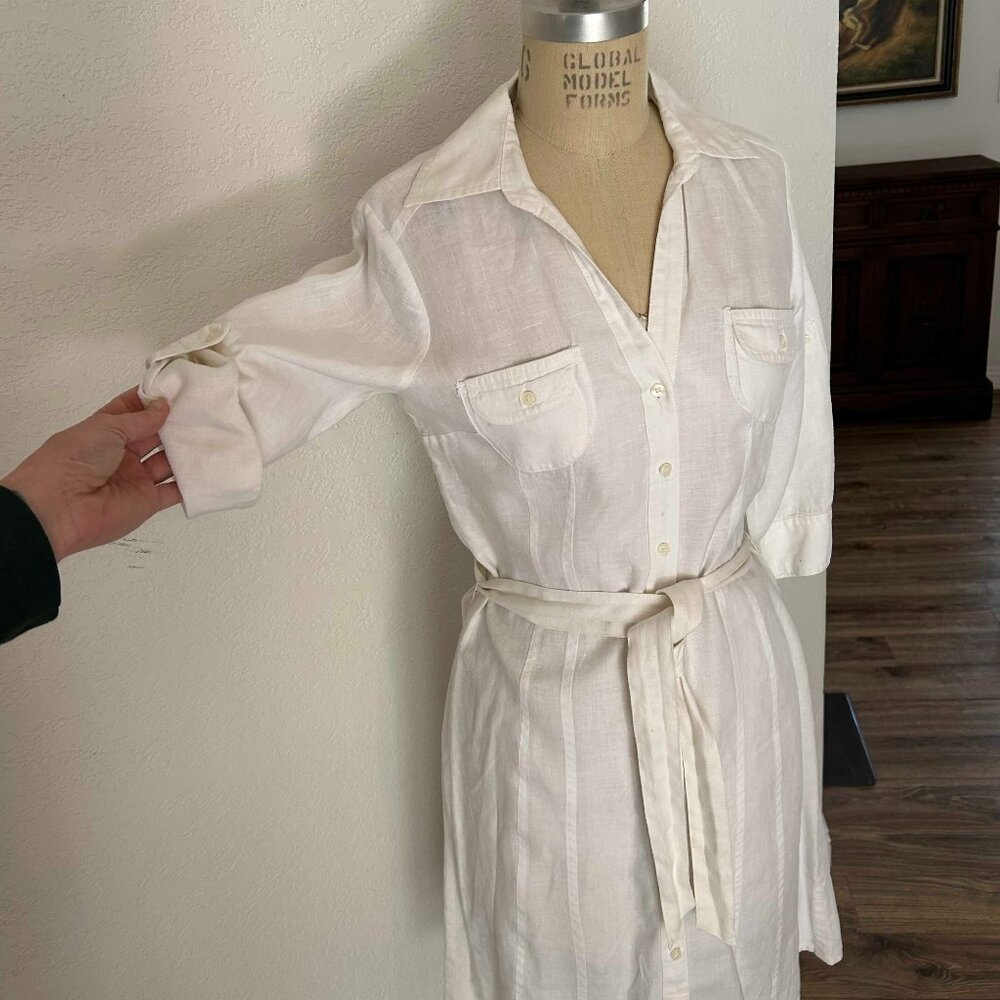 Vintage H&M White Linen Shirt Dress - Picture 2 of 7